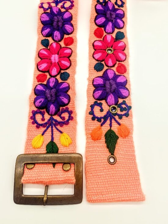 Peruvian Multicolor Wool Floral Hand-Embroidered Belt main image 5